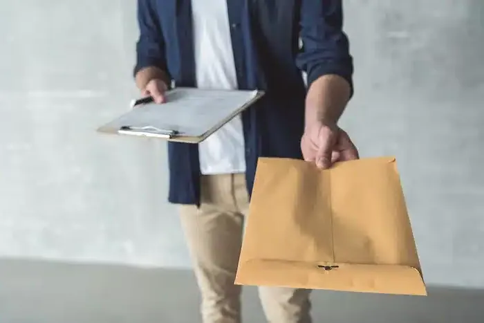 Hard-working man is carrying parcel